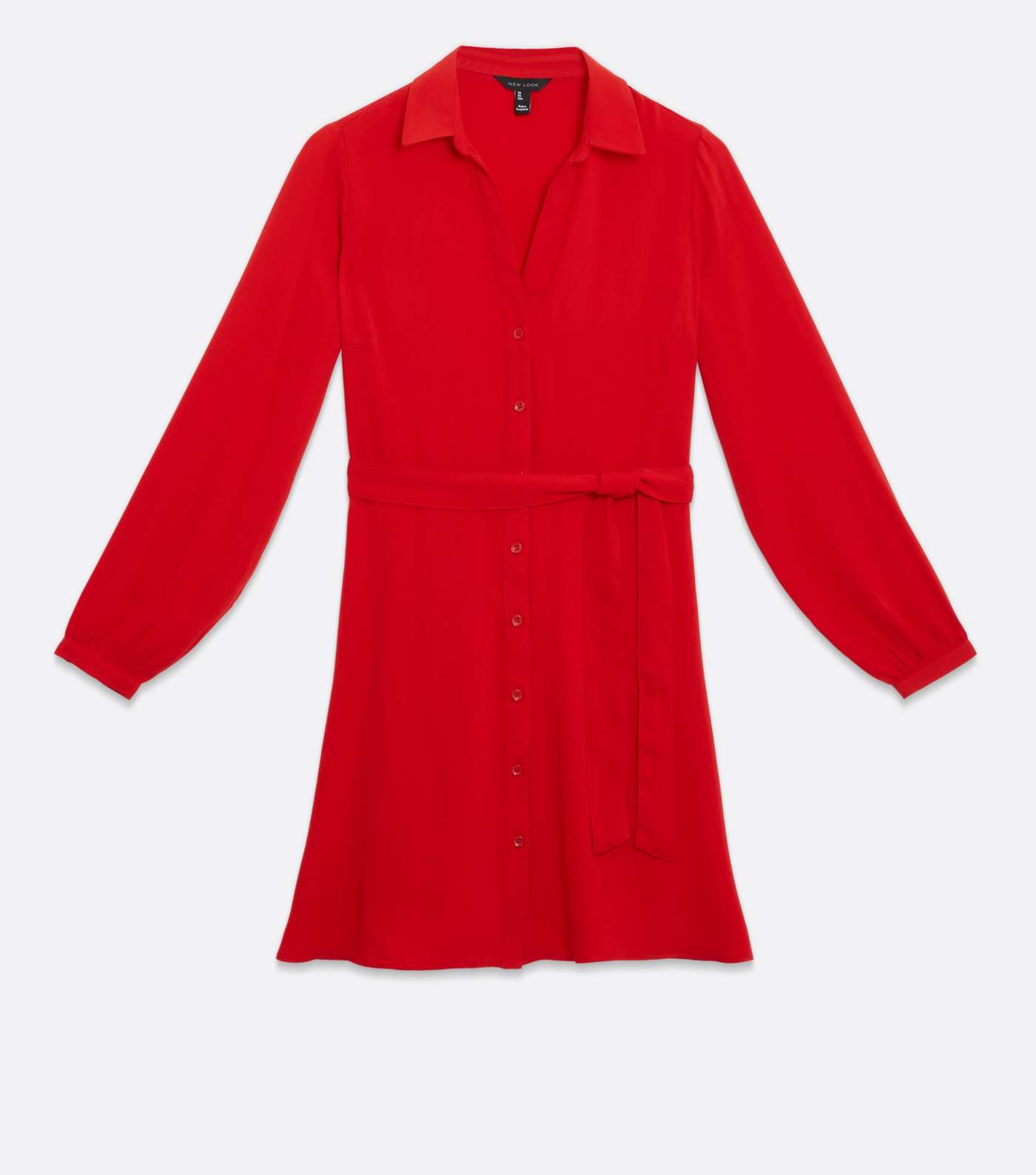 Red Revere Collar Mini Shirt Dress Image 5