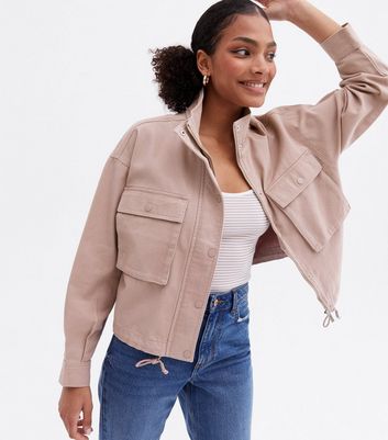 Click to view product details and reviews for Pale Pink Pocket Front High Neck Crop Shacket New Look.