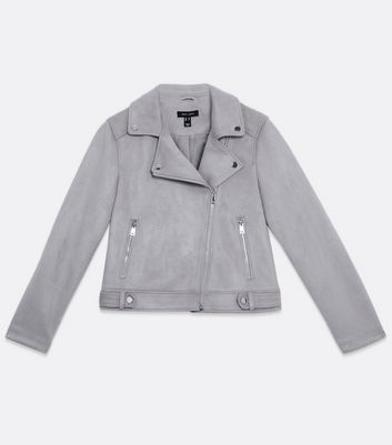 New look grey biker jacket hotsell