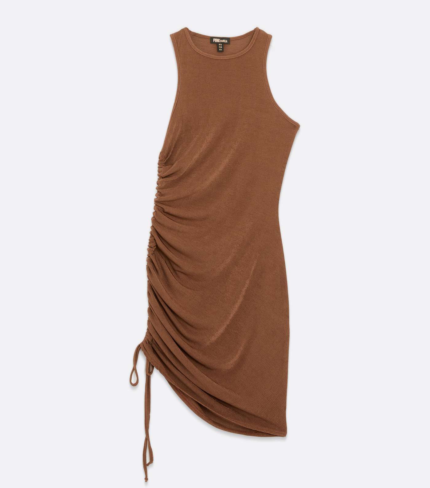 Pink Vanilla Brown Ruched Side Mini Bodycon Dress Image 5