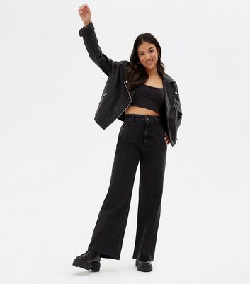 Petite Black High Waist Adalae Wide Leg 