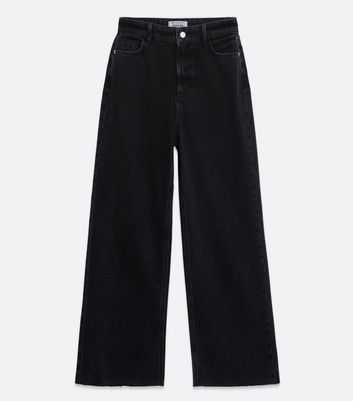 petite wide leg black jeans