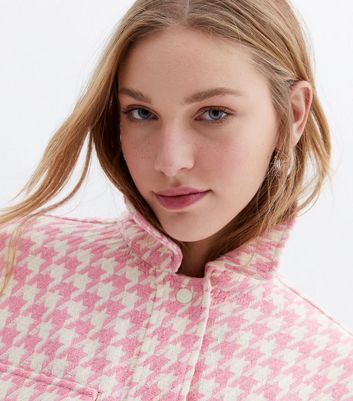 Click to view product details and reviews for Pink Dogtooth Double Pocket Shacket New Look.