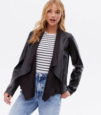 Waterfall faux hot sale leather jacket