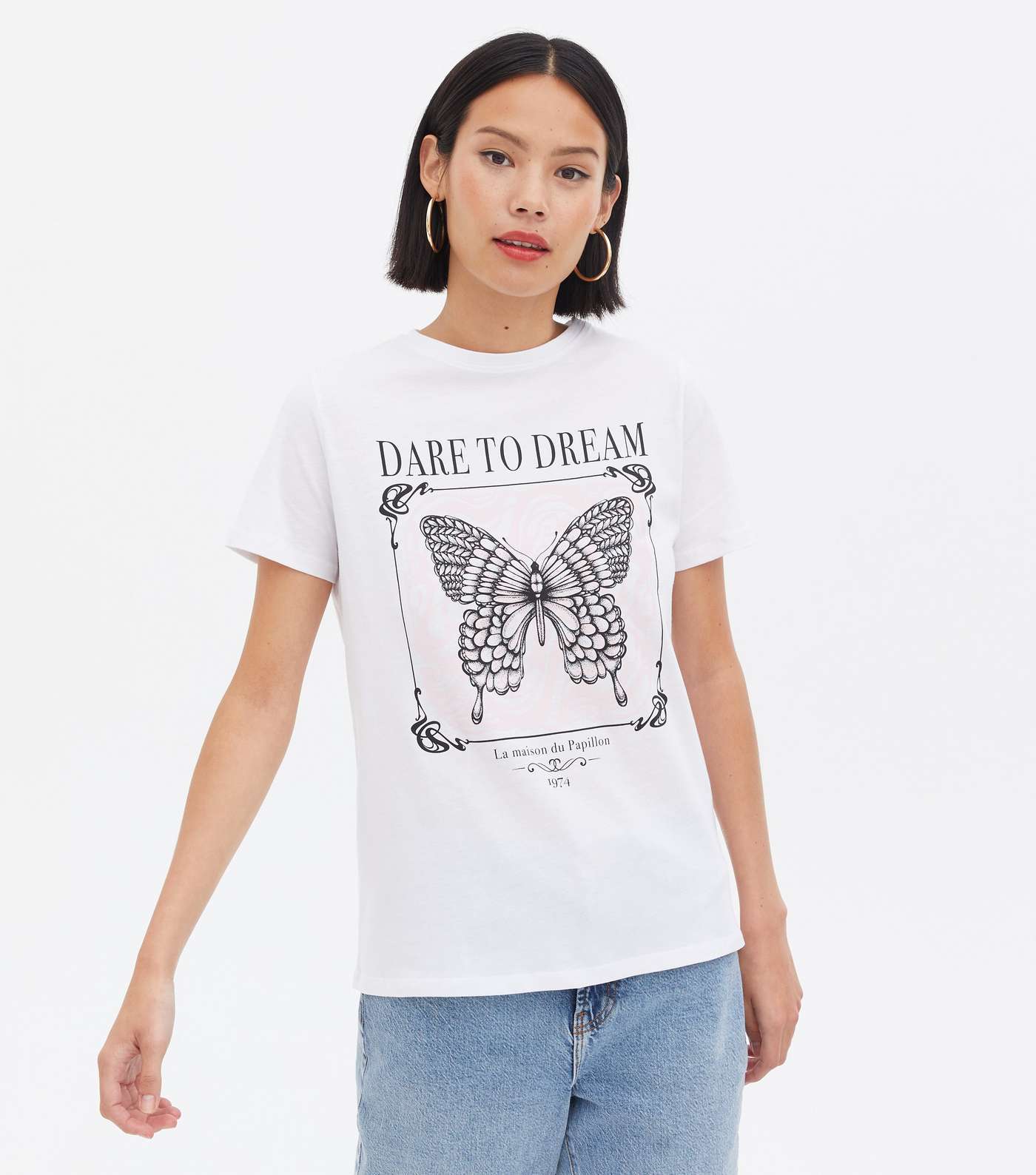 White Butterfly Dare To Dream Logo T-Shirt