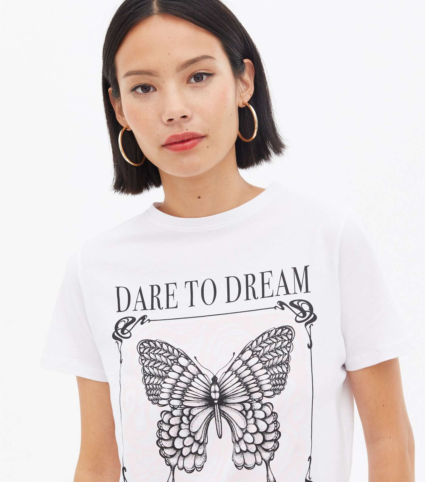White Butterfly Dare To Dream Logo T-Shirt Image 3