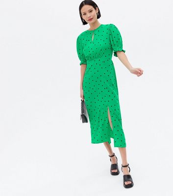 new look green spot dress