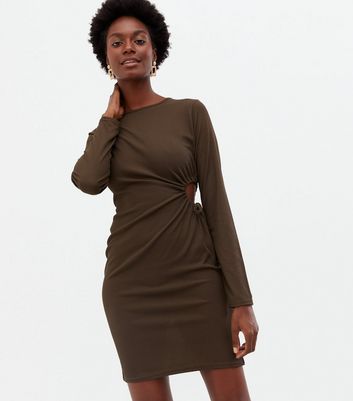 ribbed cut out mini dress