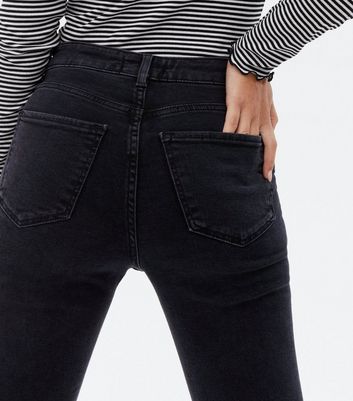 Petite Black Ripped Knee High Waist 