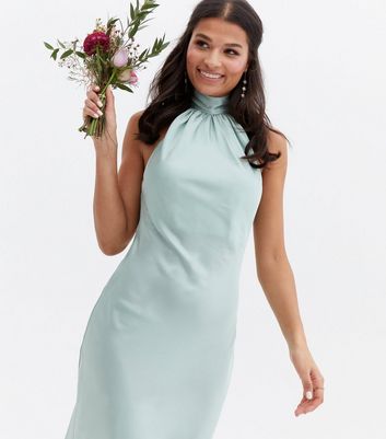 Click to view product details and reviews for Light Green Satin Halter Neck Maxi Dress New Look.