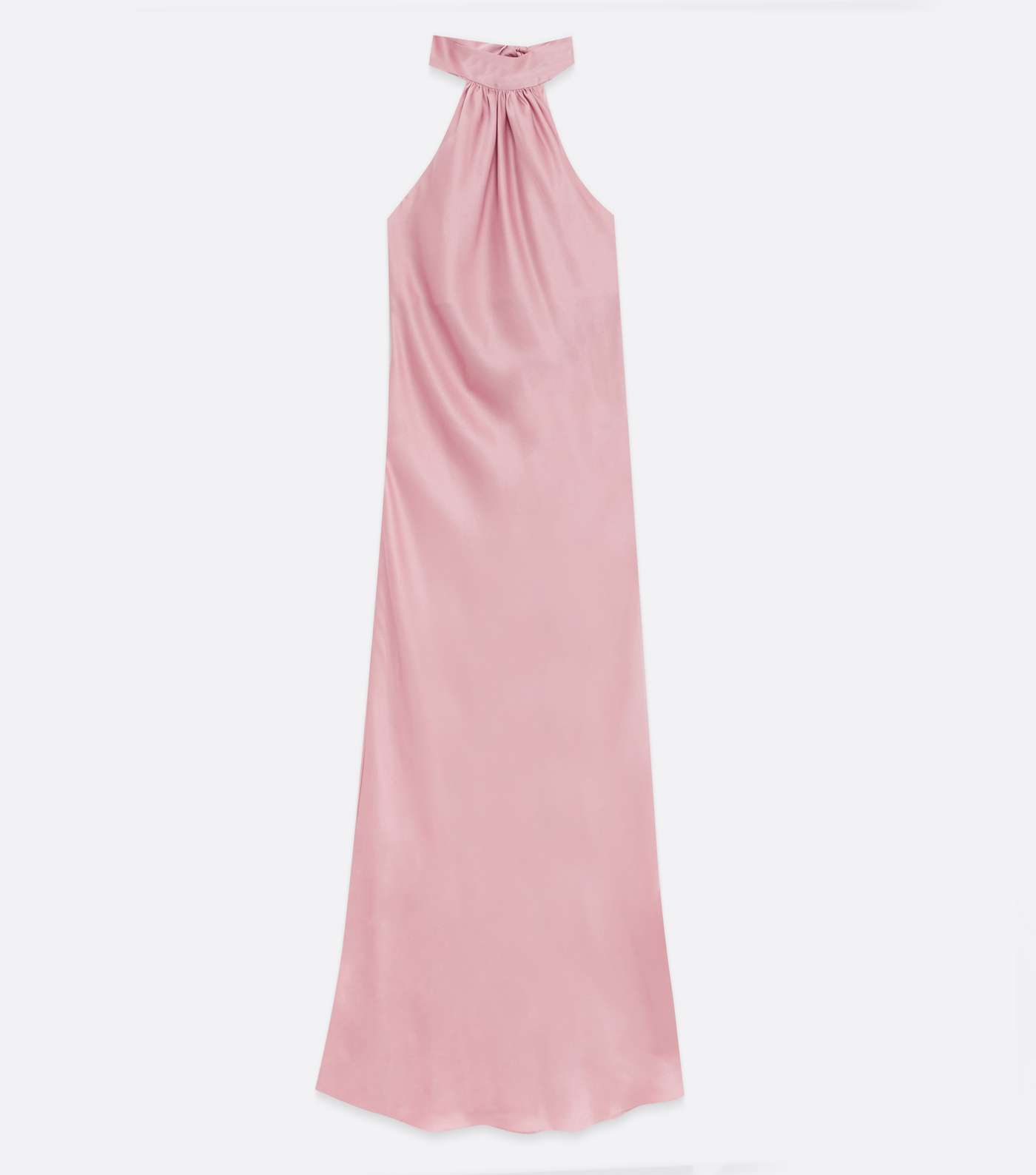 Pink Satin Halter Neck Maxi Dress Image 5