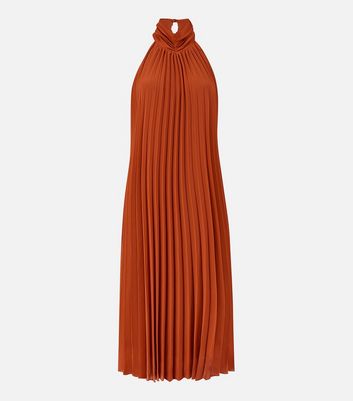 rust halter dress