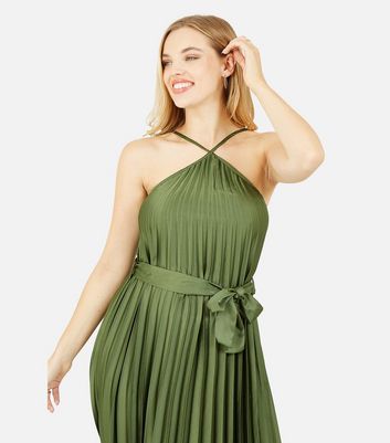 green halter dress midi