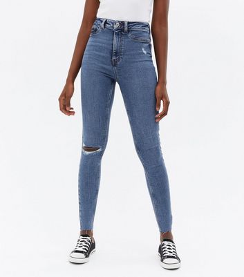Tall Blue Ripped High Waist Hallie 