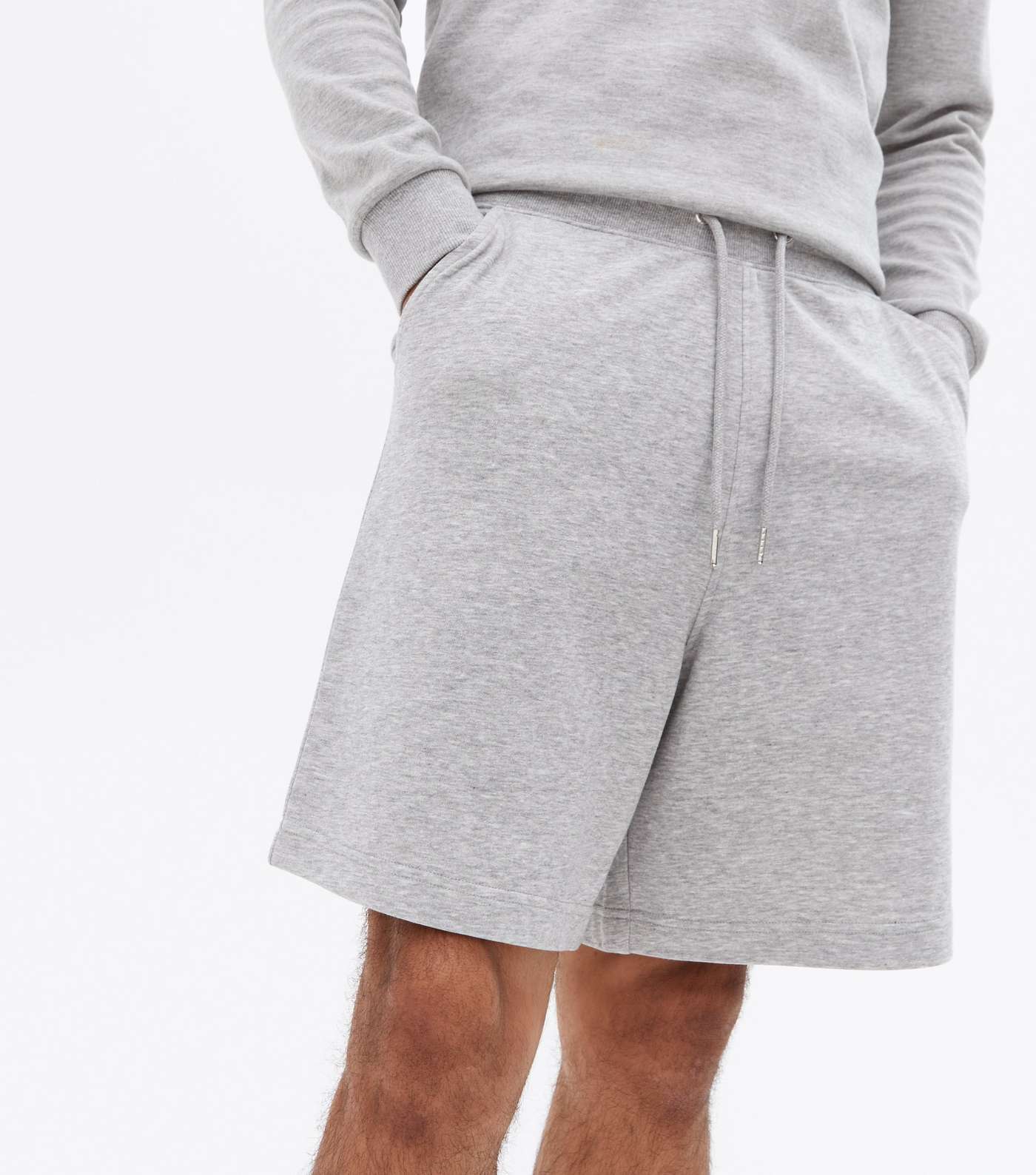 Grey Marl Jersey Oversized Shorts Image 2