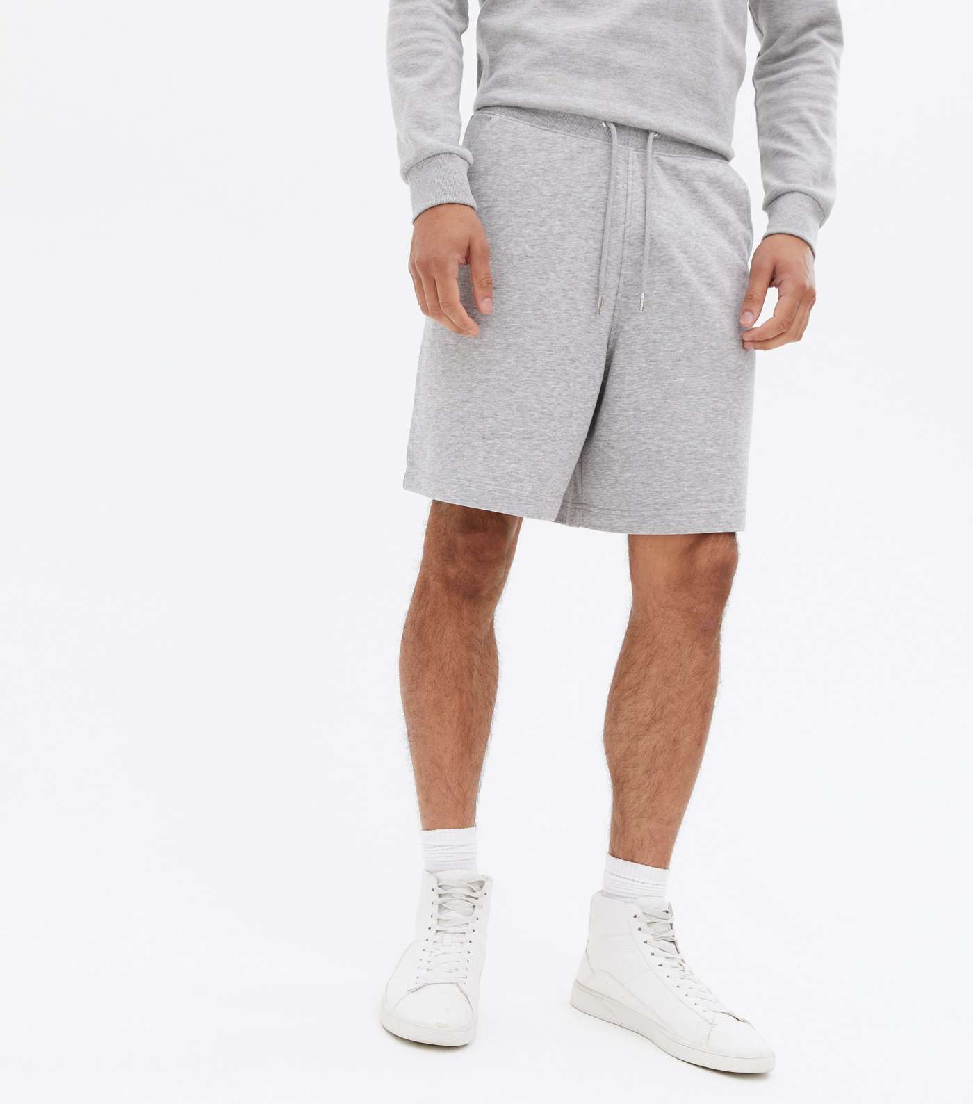 Grey Marl Jersey Oversized Shorts Image 4