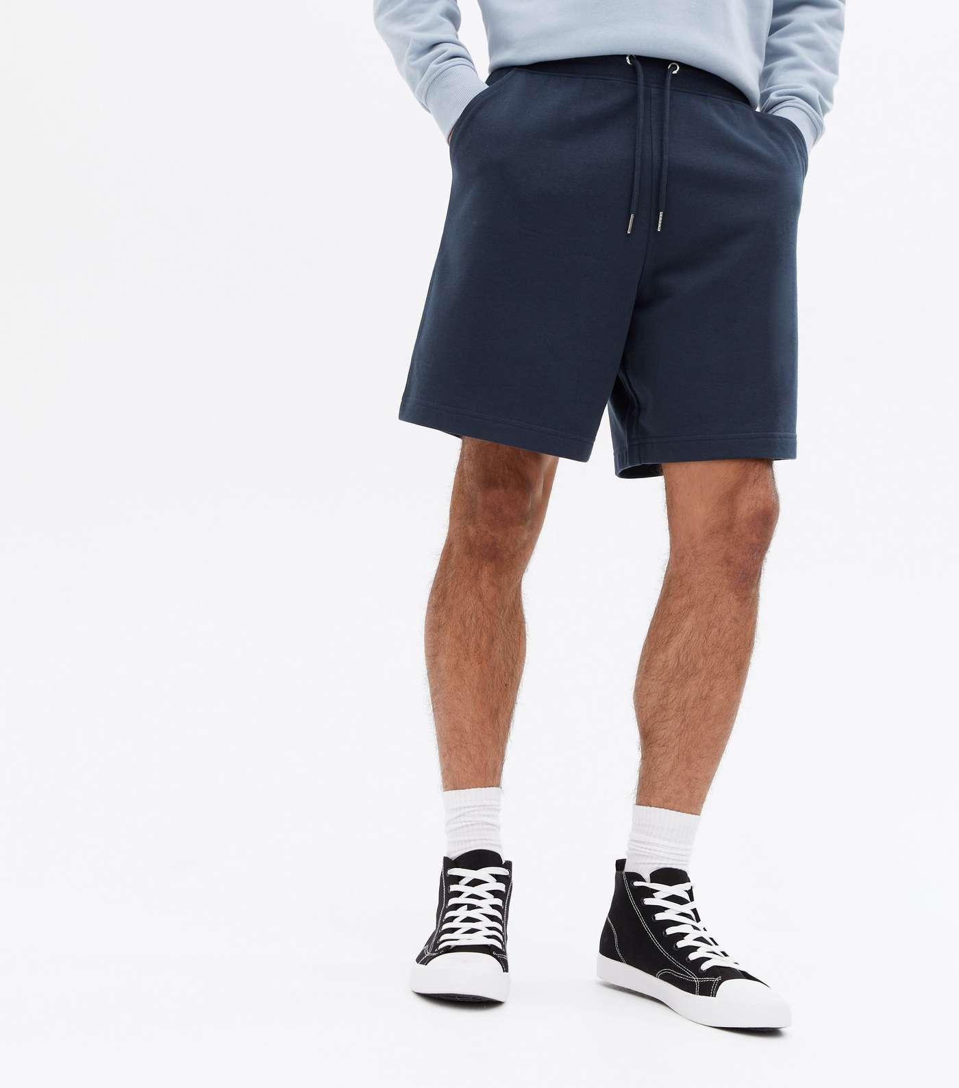 Navy Jersey Oversized Shorts Image 4