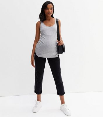 Petite Maternity Black Waist Enhance Over Bump Tori Mom Jeans