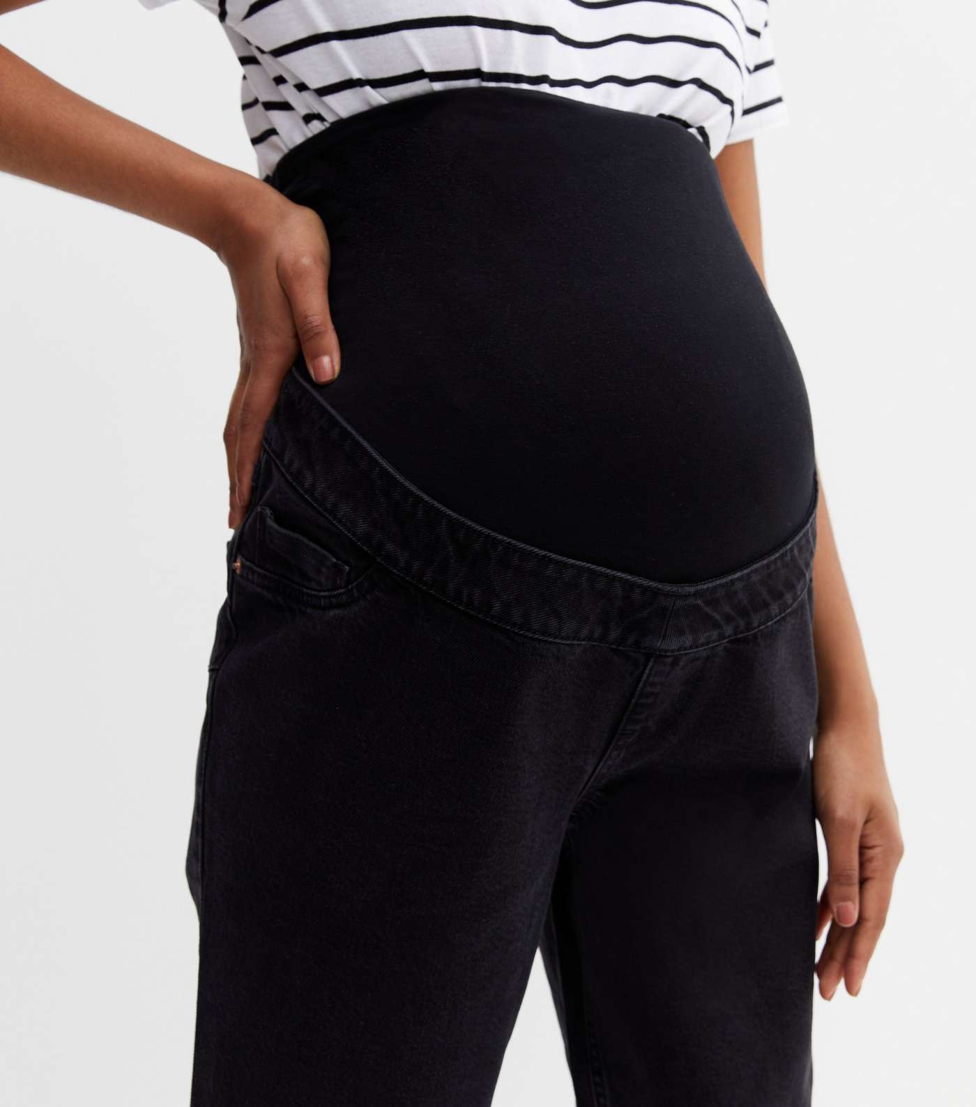 Tall Maternity Black Waist Enhance Over Bump Tori Mom Jeans Image 3