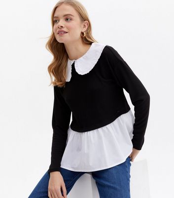 Black jumper clearance with white collar