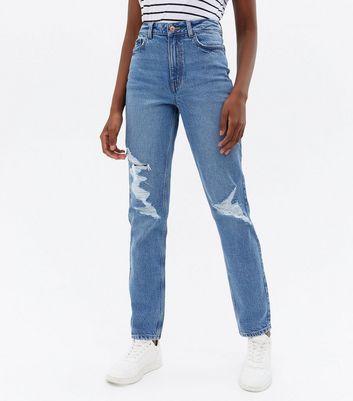 Tall Blue Ripped High Waist Slim Fit 