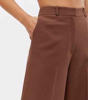 chocolate brown wide leg trousers