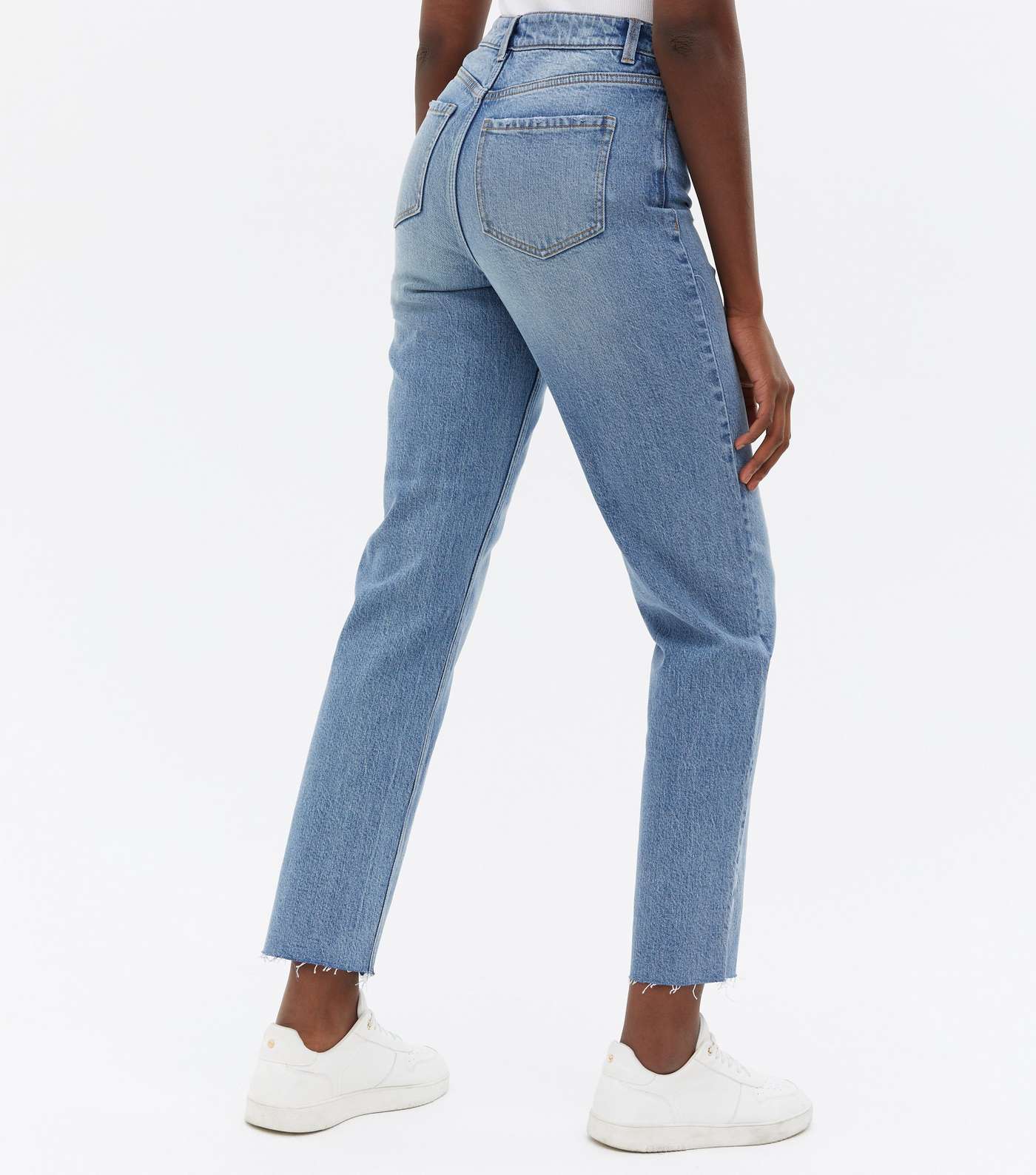 Tall Blue Mid Wash Ankle Grazing Hannah Straight Leg Jeans Image 4