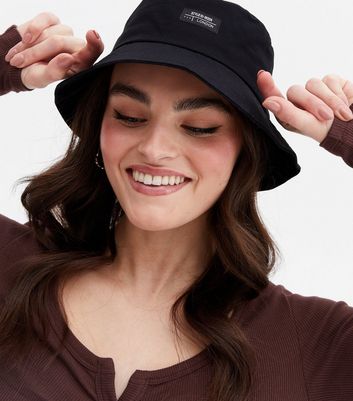Black Tab Front Bucket Hat | New Look