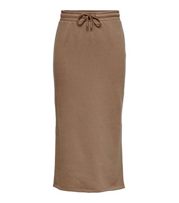 Click to view product details and reviews for Only Light Brown Jersey Drawstring Midi Skirt New Look.
