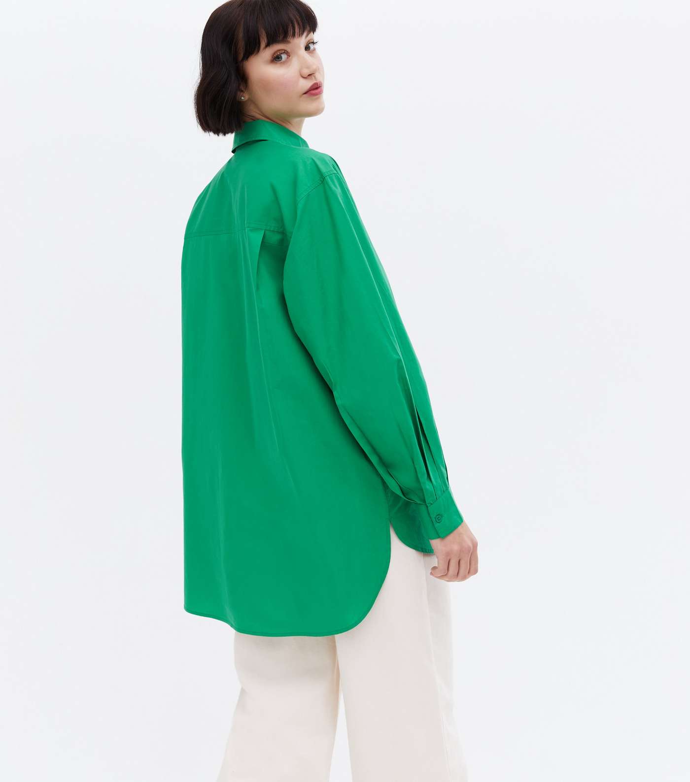 Green Poplin Long Sleeve Oversized Shirt Image 4