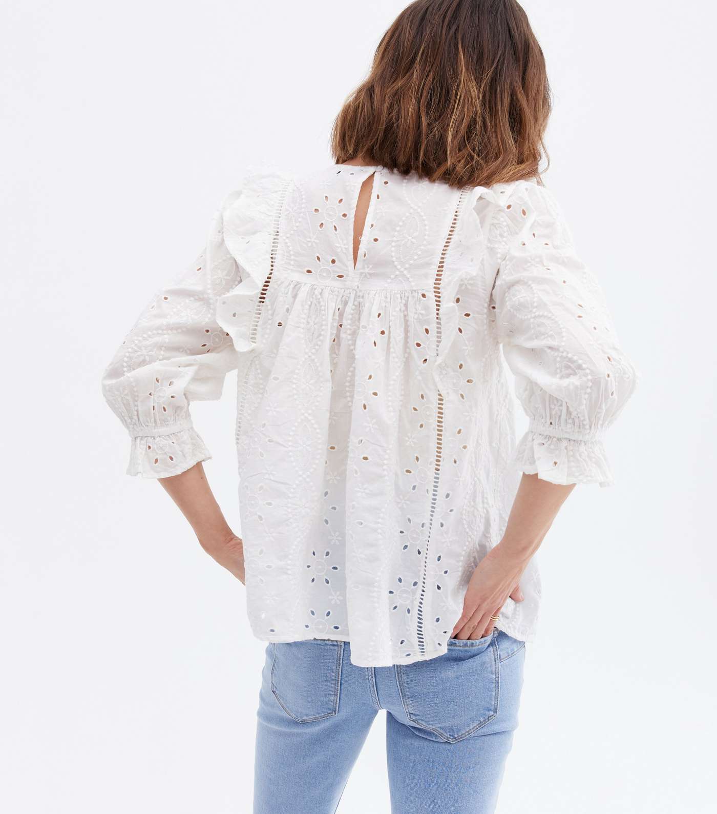 Maternity White Broderie Frill Blouse Image 4