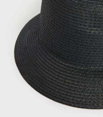 Damen Accessoires Black Straw Effect Bucket Hat