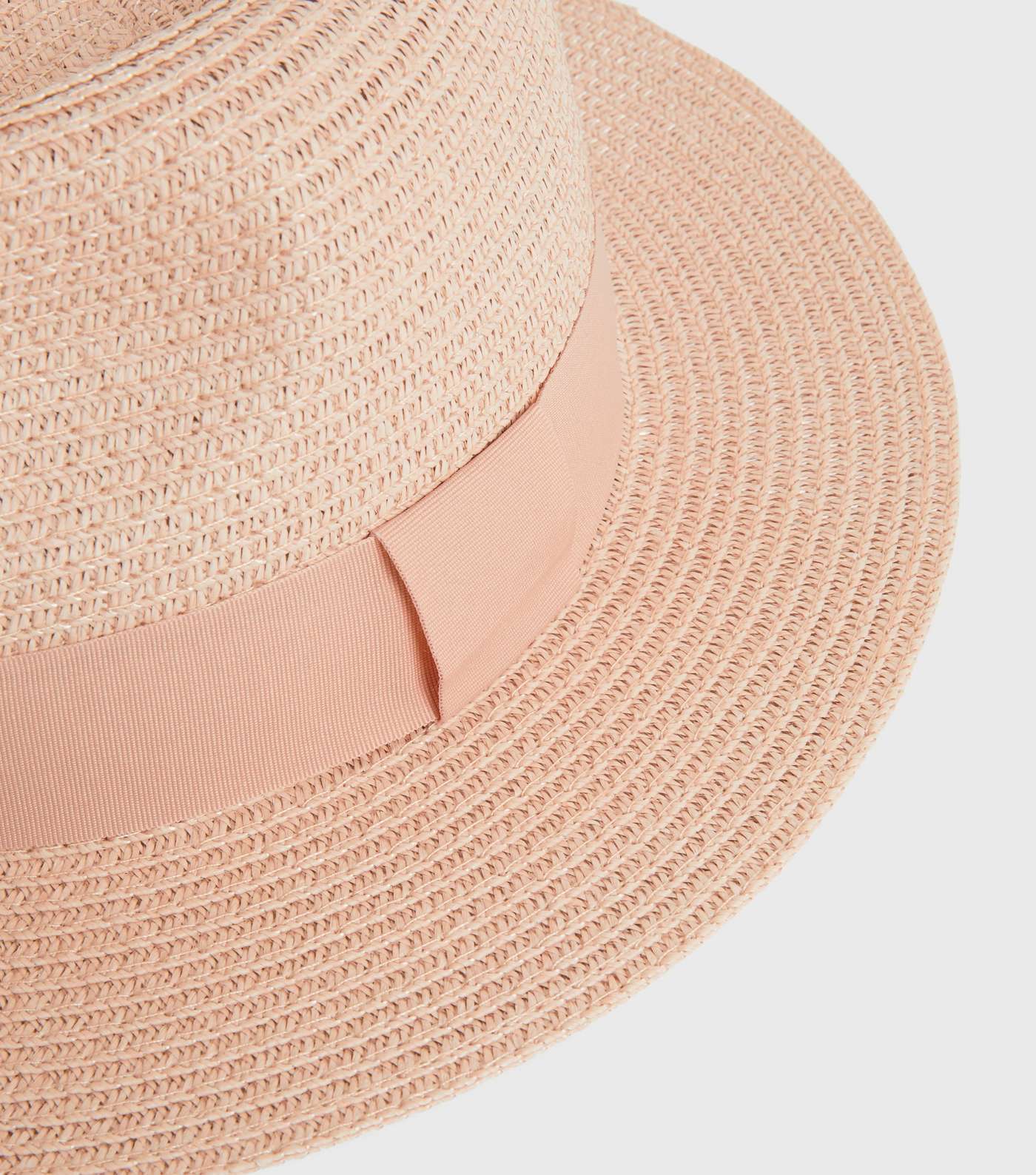 Pink Straw Effect Woven Trim Fedora Hat Image 3