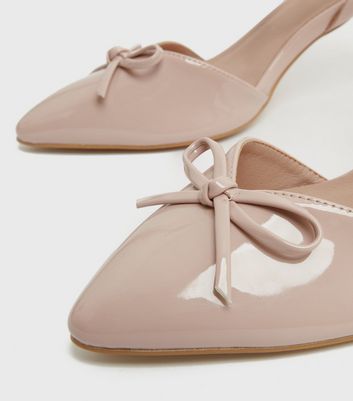 shop for Wide Fit Cream Patent Bow 2 Part Court Shoes New Look Vegan at Shopo