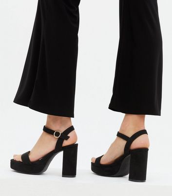 black block heel platform shoes