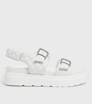 quilted sandals white