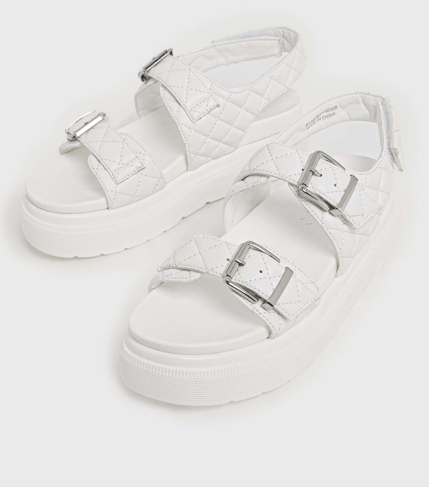 White Quilted Chunky Footbed Sandals Image 3
