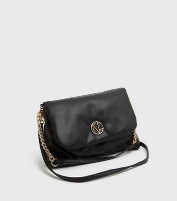 River island black cheap chain slouch bag