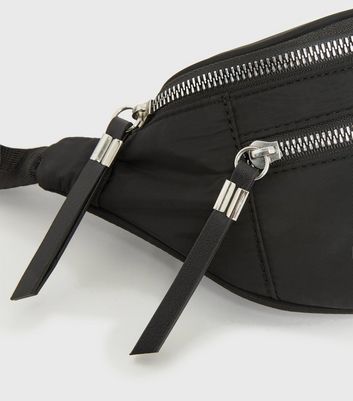 black and silver bum bag