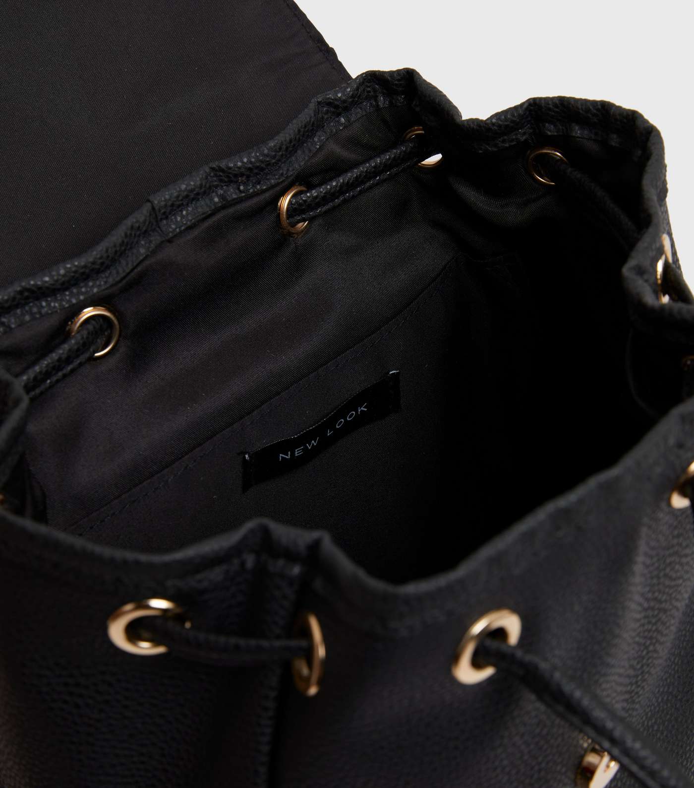 Black Leather-Look Ring Zip Backpack Image 4