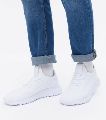 White Knit Lace Up Trainers | New Look