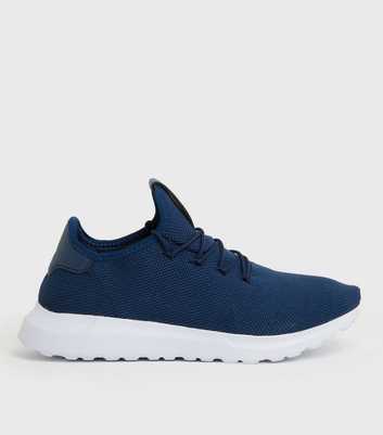 Navy Knit Lace Up Trainers