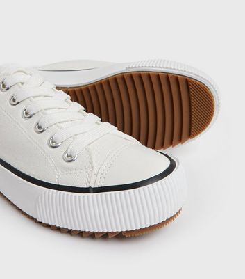 shop for White Canvas Tab Back Lace Up Trainers New Look at Shopo
