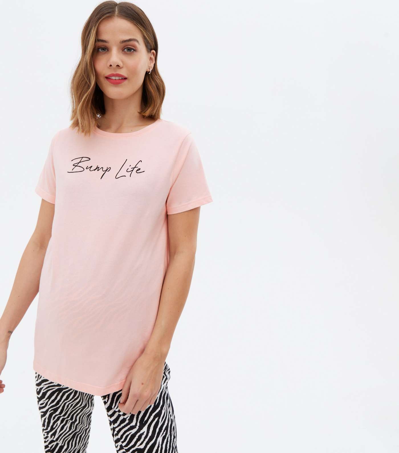 Maternity Pink Jogger Pyjama Set with Bump Life Logo Image 2