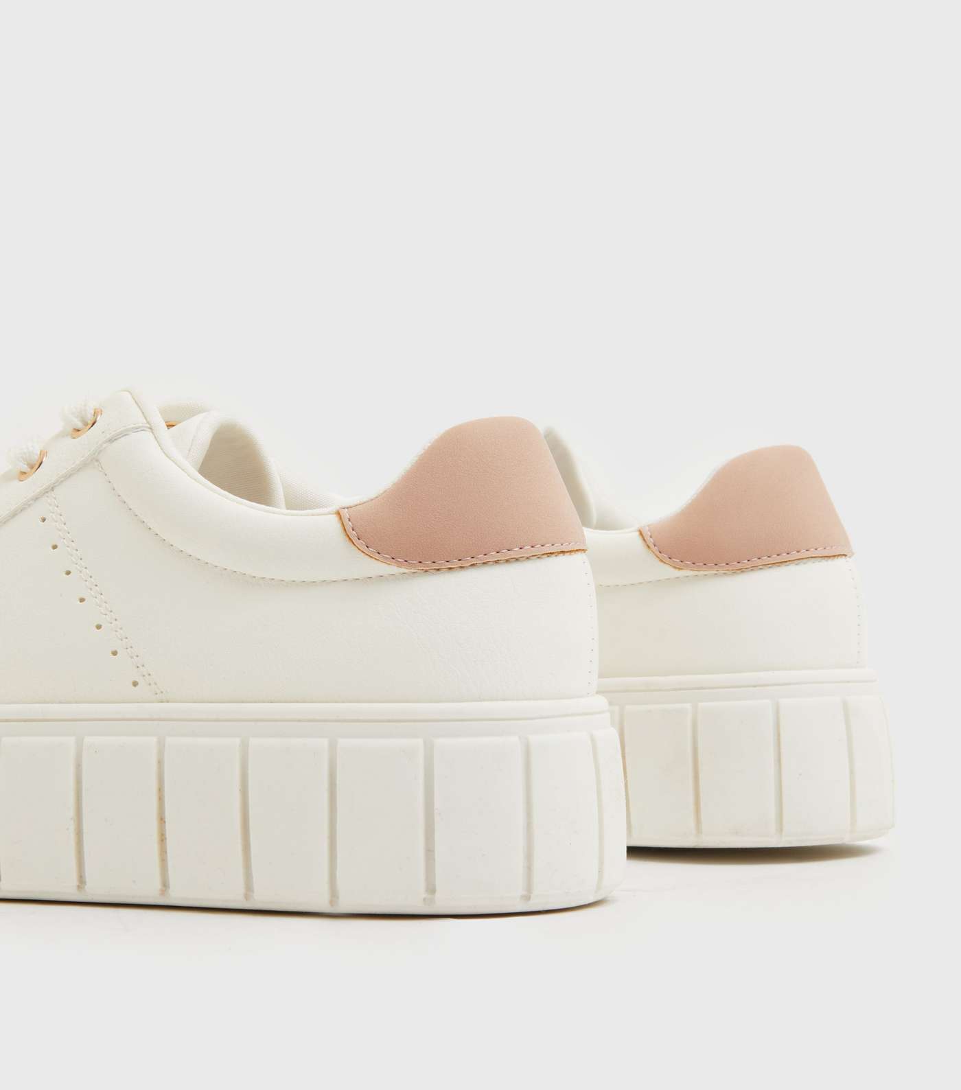 White Chunky Platform Lace Up Trainers Image 4