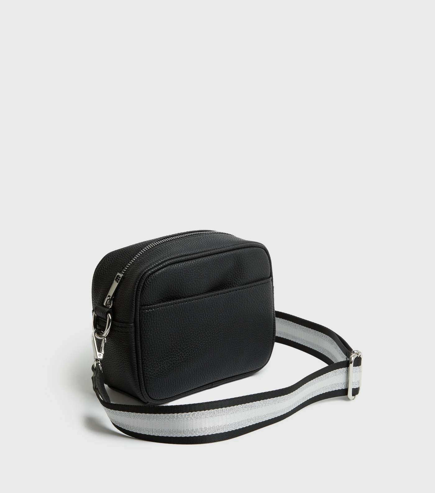 Black Leather-Look Stripe Strap Cross Body Bag Image 3