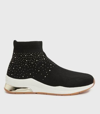 Womens black cheap sock trainers