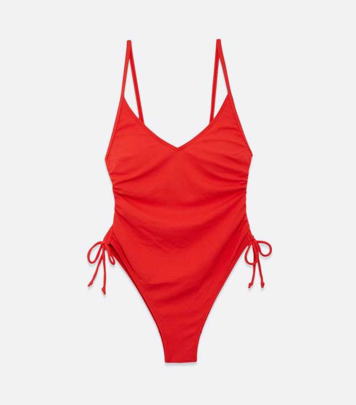 Red Ruched Side Swimsuit
