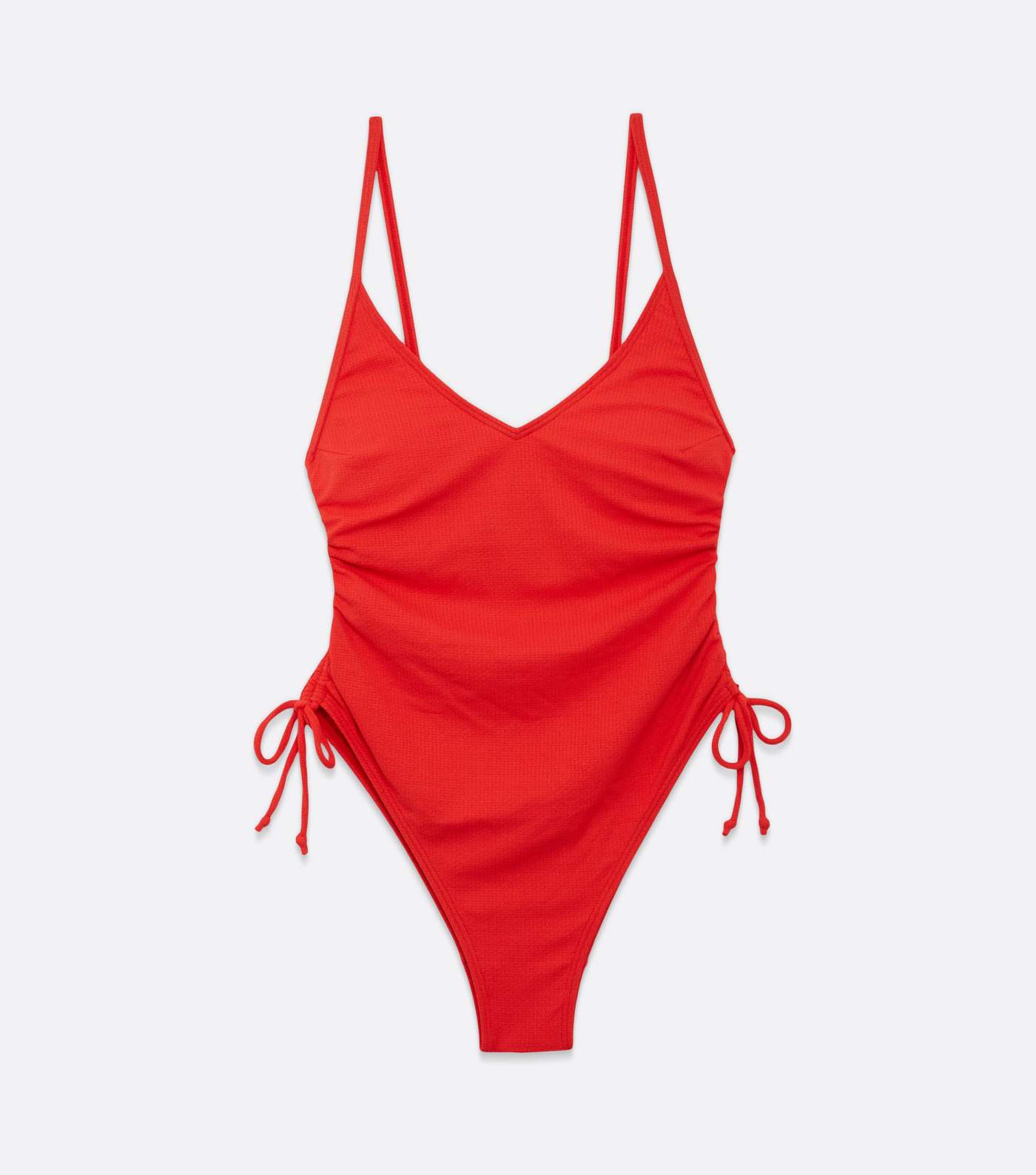 Red Ruched Side Swimsuit Image 5