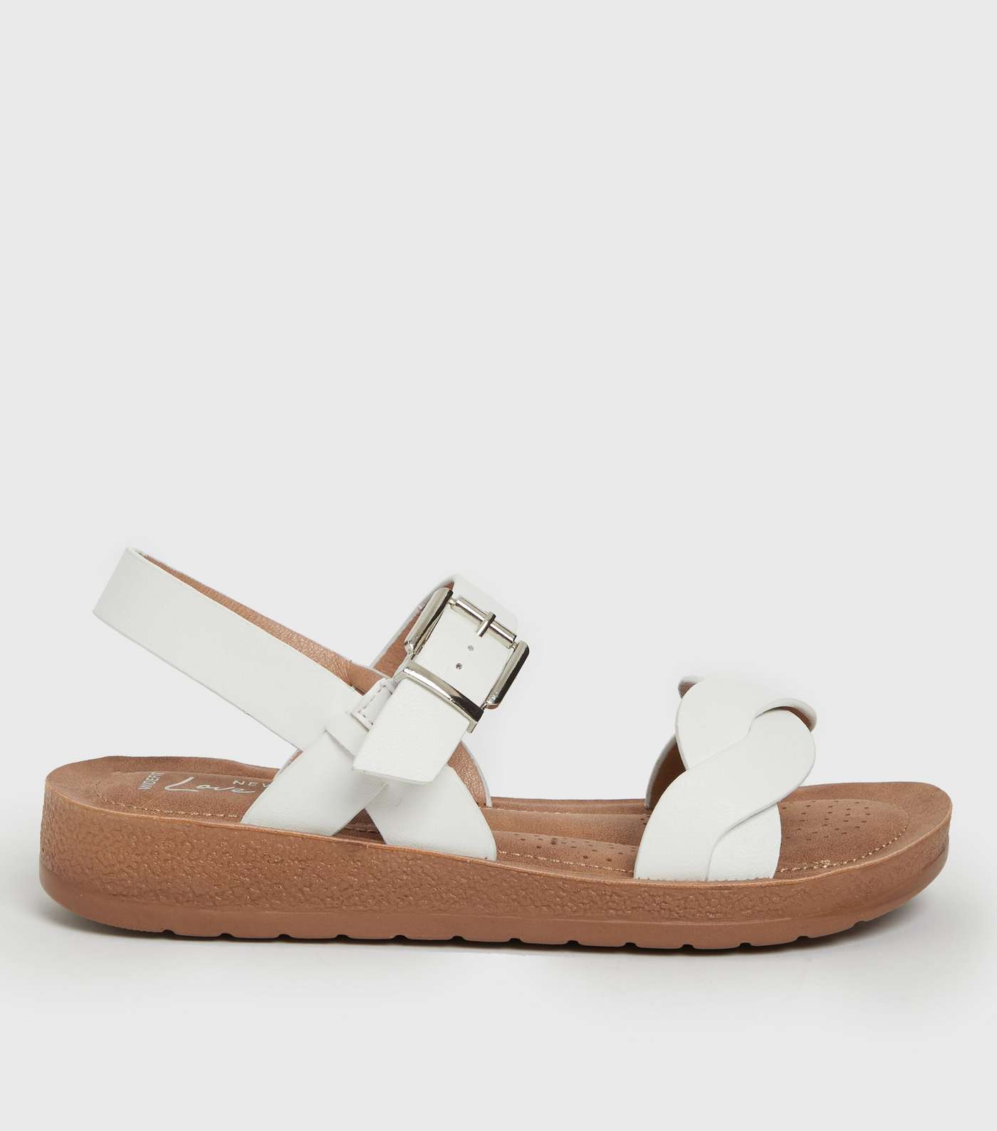 Wide Fit White Twist Strap Chunky Sandals